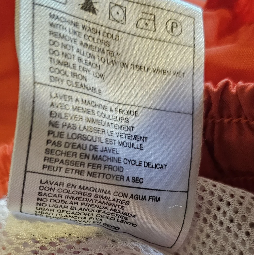 NIKE Men's Swim Trunks Shorts Size L LINED Orange Side Pockets Back Zip Pocket
